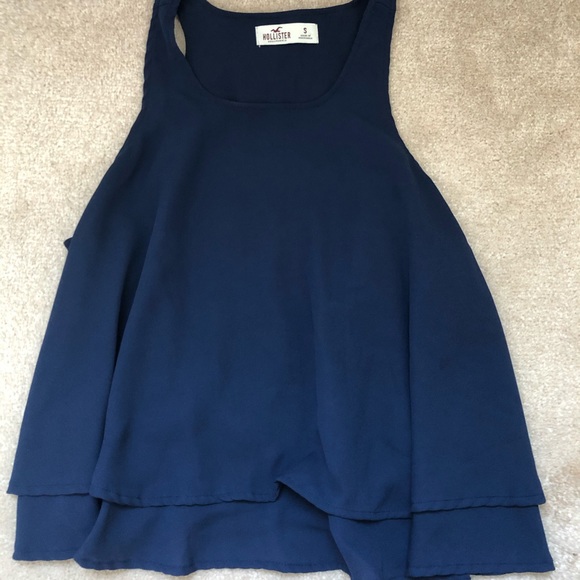 Hollister Navy Blue Cropped Flowy Cami - Picture 1 of 2